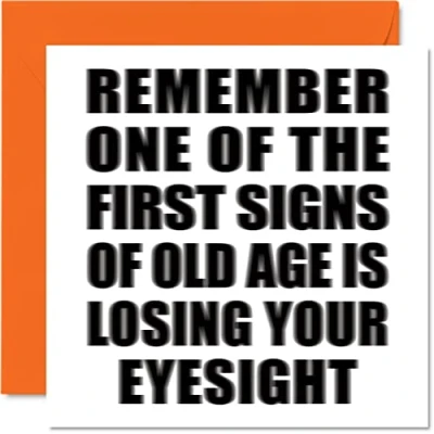 Image of Funny Birthday Cards for Men Women Blurry Eyes Rude Mum Dad Brother Sister Son Daughter Nan Grandad, 145mm x Joke Humour Banter Greeting 30th 40th 50th 60th Bday