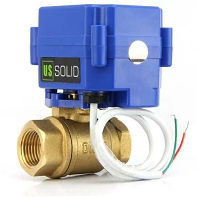 Image of U.S. Solid Motorized Ball Valve Normally Open 1/2&quot; Brass Electrical DN15 with Full Port, 9 24V AC/DC and 2 Wire Auto Return Setup