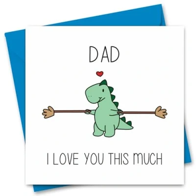 Image of Fathers Day Card Cute Thoughtful Happy Father&#039;s For Dad Daddy From Son or Daughter Love You This Much (Dad)