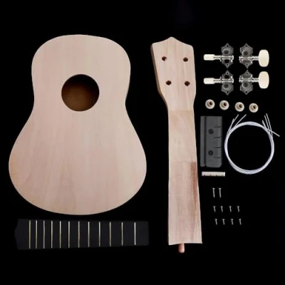Image of OriGlam 21 Inch DIY Ukulele Kit, Make Your Own Soprano Hawaii Guitar Handwork Kit with Installation Tools for Friends, Family, Amateur
