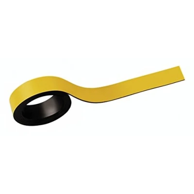 Image of MAUL Magnetic Strips 2 x 100 cm (Pack of 2) Tape Self Adhesive on Surfaces Can Be Cut to Size Writeable with Marker Yellow