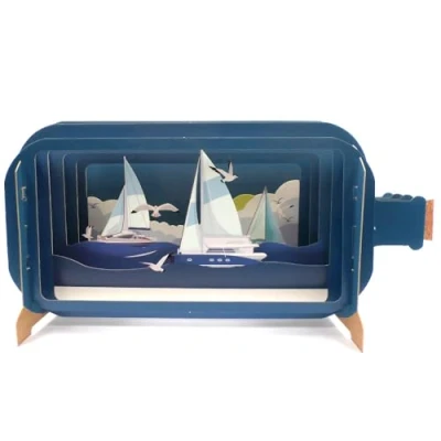Image of Message in A Bottle Yachts &amp; Gulls Pop Up Birthday Greeting Card by Alljoy Cards MIB120