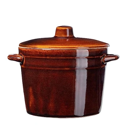 Image of KADAX Stoneware Pot, Ceramic Pot with Side Handles and Lid, Dishwasher Safe Handmade Fermentation Insert for Cucumbers (1.5 L ver2)