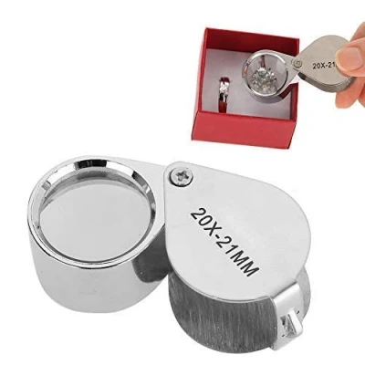 Image of Jewelry Magnifier, 30X / 20X Portable Microscope Magnifying Glasses Jewellers Lens Glass Folding Pocket Loupe for Gems Checking Reading Stamps Coins Watches Hobbies Antiques Models Photos(20X)