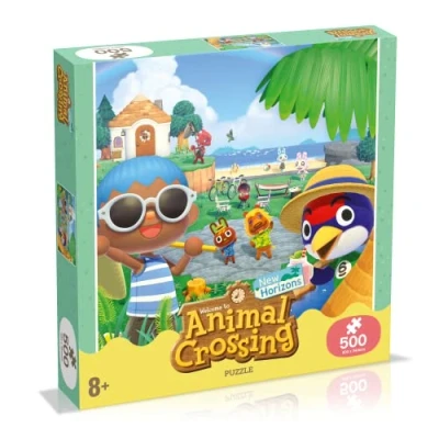 Image of Winning Moves Animal Crossing 500 piece Jigsaw Puzzle Game, together Francine, Chrissy, Bud, Flick and O&#039;Hare, gift toy for ages 10 plus