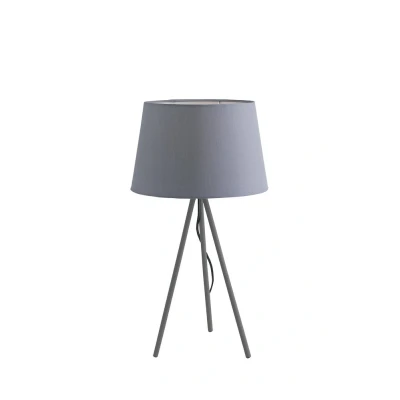 Image of MARILYN Table Lamp with Round Tapered Shade Grey, Cotton Lampshade 30x58.5cm