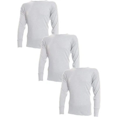 Image of 3 Pairs Mens Undercover Brushed Thermal Long Sleeve Vests White XX Large