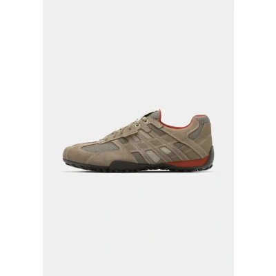 Image of Geox UOMO Snake Trainers, Men&#039;s, Size: 13, Beige/ dark orange Leather and textile