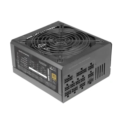 Image of MARSGAMING MPB1000P, Modular ATX 3.0 Power Supply 1000W, 10 Years Warranty, 80Plus Gold, 140mm AI RPM Fan, Japanese Capacitors, PCIe 5.0 and APFC Support, DC SMD Technology, Black
