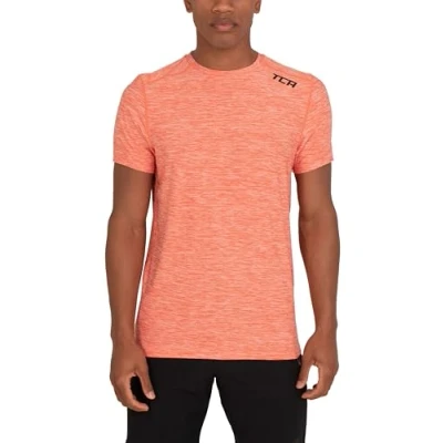 Image of TCA Galaxy 4D Stretch Mens Gym, Running, Training T Shirt Gym Tops for Men, Running Top Lightweight Breathable Moisture Wicking Quick Dry Tshirt Burnt Orange, L
