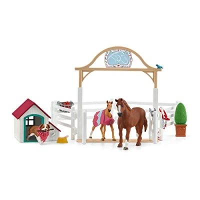 Image of Schleich 42458 Club Hannah’s Guest Horses with Ruby The Dog, Multicoloured