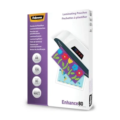 Image of Fellowes A4 Laminating Pouch 80 Micron Matt (Pack of 100)