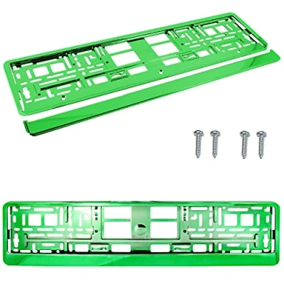 Image of PAIR (2PCS) GREEN Car Registration License Number Plate Surround Holder Frame