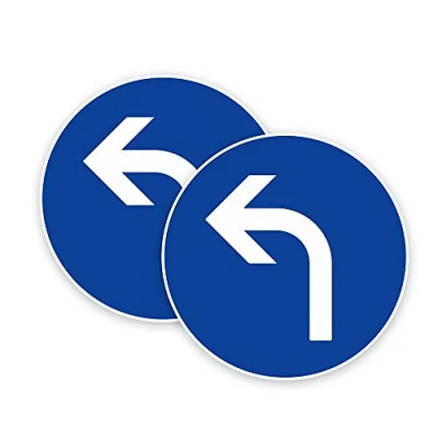 Image of Pack of 2 Left Turn Direction Sign Stickers(150 mm) with Waterproof Traffic Rule Stickers #TR088 Limited