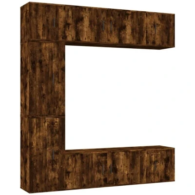 Image of vidaXL 7 Piece TV Cabinet Set Smoked Oak Engineered Wood