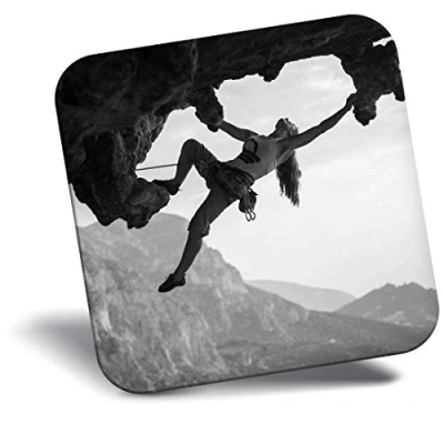 Image of Destination Vinyl ltd Fridge Magnet bw Rock Climber Climbing Lady #36660
