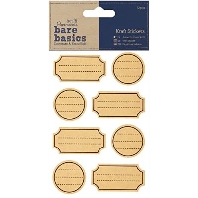 Image of Papermania 32 Piece Bare Basics Kraft Label Stickers, Brown