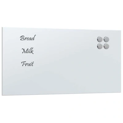 Image of vidaxl Wall Mounted Magnetic Board White Tempered Glass 60x30 cm Ideal Notice Board/Message for Home/Office