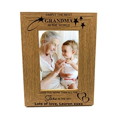 Image of ukgiftstoreonline Personalised Best Grandma Portrait Wooden Photo Frame Gift (4 x 6 Inch)