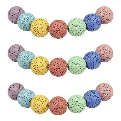 Image of MJDCB Natural Round Stone Beads Essential Oil Diffuser 14mm Multicolor Lava Volcanic Rock Loose Gemstone for Jewelry Making Bracelet Necklace 25pcs