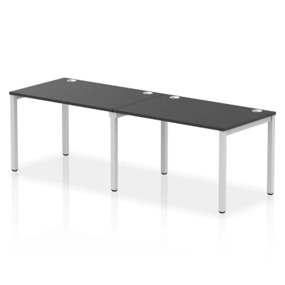 Image of Impulse Bench Single Row 2 Person 1200 Silver Frame Desk Black