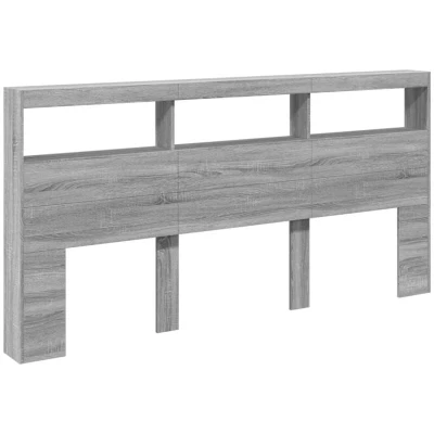 Image of vidaXL Headboard Cabinet with LED Grey Sonoma 200x17x102 cm