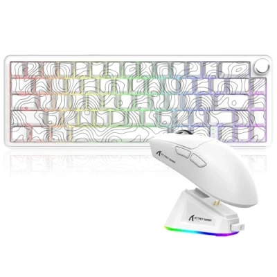 Image of MAMBASNAKE X ATTACK SHARK X65PRO HE Rapid Trigger Magnetic Switch Keyboard with X11 Ultralight Mouse, Tri mode Wireless and Mouse Combo, 0.01mm RT Accuracy, 8K Polling Rate, 22K DPI White