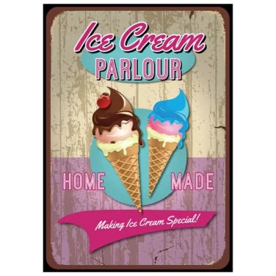 Image of PARTYRAMA.CO.UK Ice Cream Parlour PVC Party Sign Decoration 25cm x 36cm