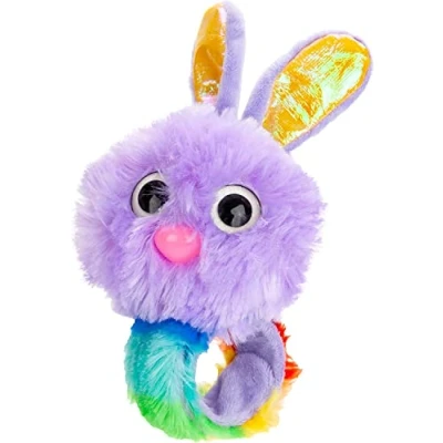 Image of VFM Slap Band Bunny Purple Fluffy Soft Toy Rabbit For Kids Brightly Coloured Childrens 31cm One Size Fits All Adjustable Snap Strap Bracelet Easter Accessory