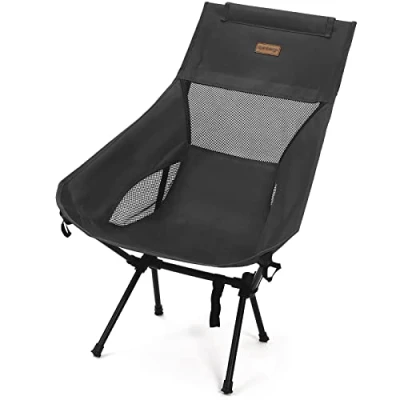 Image of Rainberg Ultra Lightweight High Back Camping Chair, Folding Chairs for Adults, Foldable Garden Outdoor Picnic BBQ Chairs. (Pack of 1, Black)