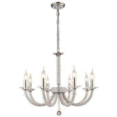Image of Elena Ceiling Pendant Chandelier 8 Light Polished Chrome, Crystal