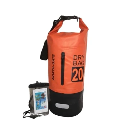 Image of Waterproof Dry Bag 5L 10L 20L 30L Lightweight Large Capacity Sack with Phone Pouch Organizer Storage Bags Long Adjustable Strap Canoe/Fishing/Rafting/Swimming/Snowboarding (20L, Orange)