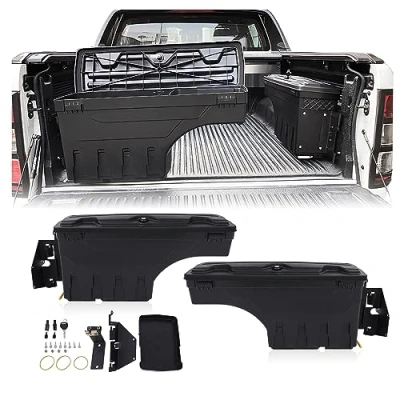 Image of JHCHAN Truck Bed Tool Box for Ford Ranger 2012 2022 Waterproof Storage Passenger and Driver Side Security Lockable Toolbox 180 Swing Heavy Duty
