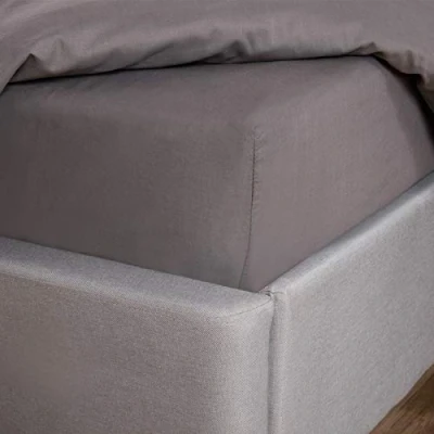 Image of Highams Fitted Bed Sheet Polycotton Luxury Plain Dyed Easy Care Bedding Sheets, Charcoal Grey King