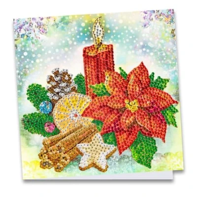 Image of Ideen mit Herz Diamond Painting Greeting Card Rhinestone Edition 16x16cm 370gsm Includes Stones, Envelope &amp; Tool (Christmas Star Candle)
