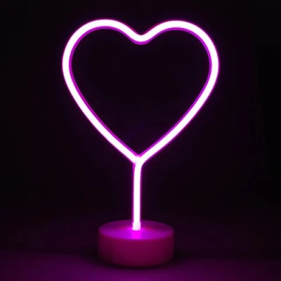 Image of Simpa LED Novelty Neon Light HEART PINK Choose from various designs &amp; colours Ideal for your home, office desk or as a gift USB power cable included. Uses 3 x AA Batteries Not Supplied