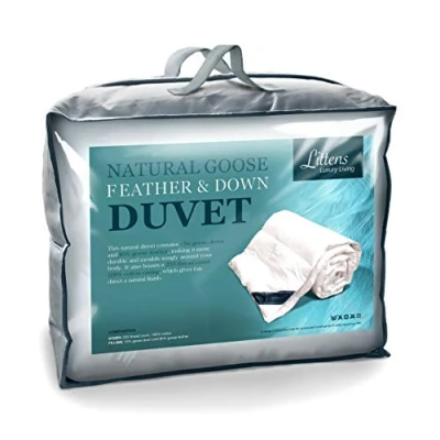 Image of Littens Luxury White Goose Feather And Down Duvet Quilt, 15 Tog Single Bed Size, 230TC 100% Cotton Anti Dust Mite, Proof