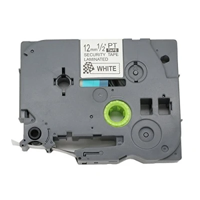 Image of BROVACS 1 Pack Black on White Security Label Tape Compatible for Brother P Touch TZ SE3 TZe 12mm 1/2&quot; OPA1523