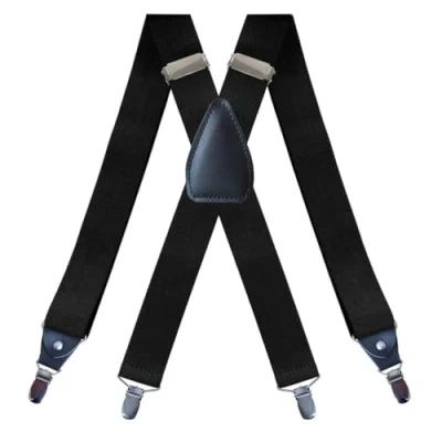 Image of Mens Suspenders Adjustable Elastic Heavy Duty 1.4 Inch Wide X Shape 4 Strong Clips Suspender Braces Black(Size: One Size)