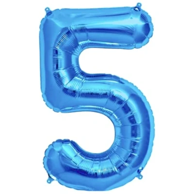 Image of Blue Number 5 Foil Balloon, 101cm