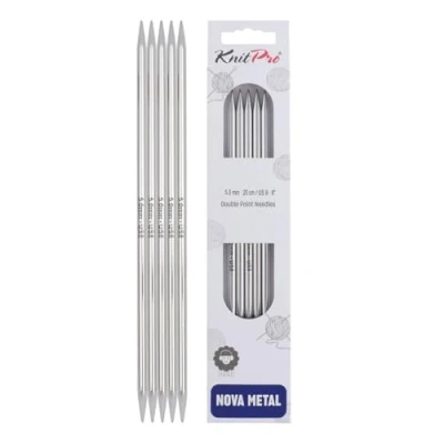 Image of KnitPro 20 cm x 5 mm Nova Double Pointed Needles, Silver