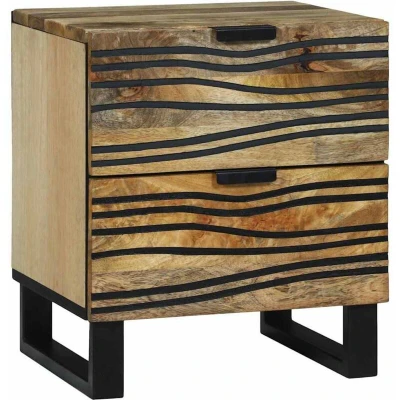 Image of vidaXL Bedside Cabinet 40x33.5x46 cm Solid Mango Wood and Engineered