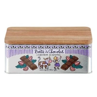 Image of DLP Derrière la Porte Chocolate Box with Wooden Lid Happiness in Bars