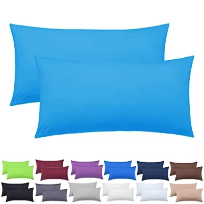 Image of NatureMark Pack of 2 Jersey Cushion Covers Side Sleeper Pillow Neck Many Sizes and Colours Oeko Tex (40 x 80 cm, Turquoise)