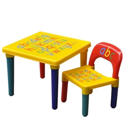 Image of NTEK ABC Alphabet Plastic Table and Chair Set Children&#039;s Multi Color &amp; Chairs for Kid/children Furniture Sets Learn Play Educational Dinner Picnic Desk Seat
