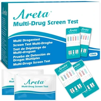 Image of Areta 2 x Drug Testing Kits 5 Panel: Tests Urine Dip Cards for THC COC MET AMP Opiate Instant Rapid Multi Test Kit Home Use
