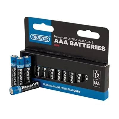 Image of Draper PowerUP Ultra Alkaline AAA Batteries (Pack of 12)