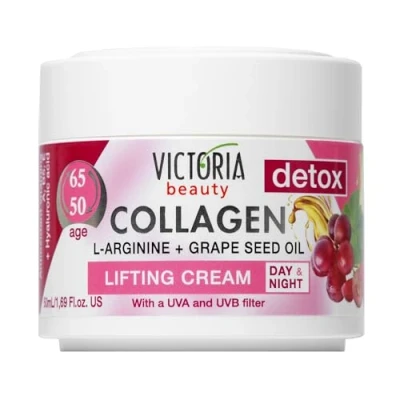 Image of Victoria Beauty Face Cream (Age 50 65) Day And Night Anti Wrinkle Moisturiser with Collagen,Hyaluronic Acid, L Arginine Grapeseed Oil UVA/UVB Filter, 50ml