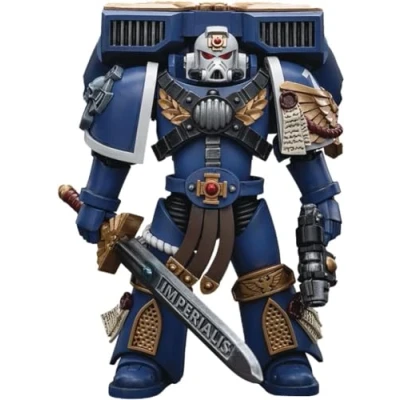 Image of Bloomage Joytoy Tech Warhammer 40K Ultramarines Vanguard Veteran Sgt 1/18 Af