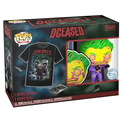 Image of Funko POP! &amp; Tee: DC Joker CC Medium T Shirt Clothes With Collectable Vinyl Figure Gift Idea Toys and Short Sleeve Top for Adults Unisex Men Women Official Merchandise